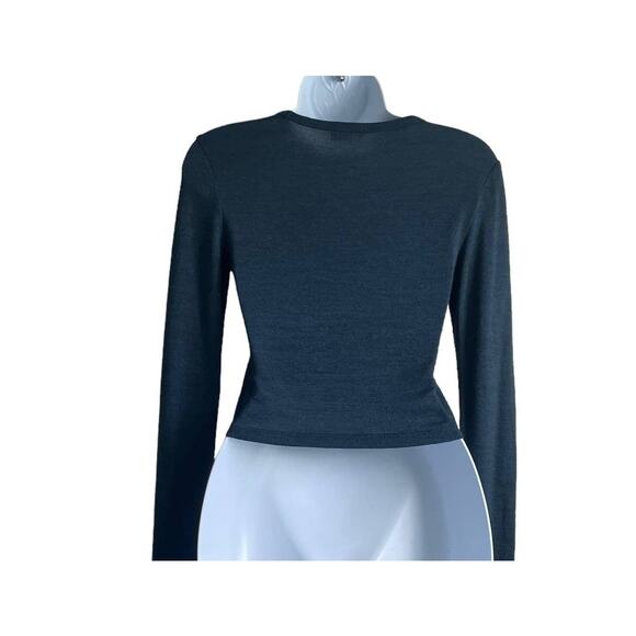 Aritzia Wilfred Free Women Crop Top XS Green Sheer Stretch Soft Layer Streetwear - Picture 2 of 8